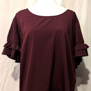 Maroon Lane Bryant Ruffle Sleeve Top